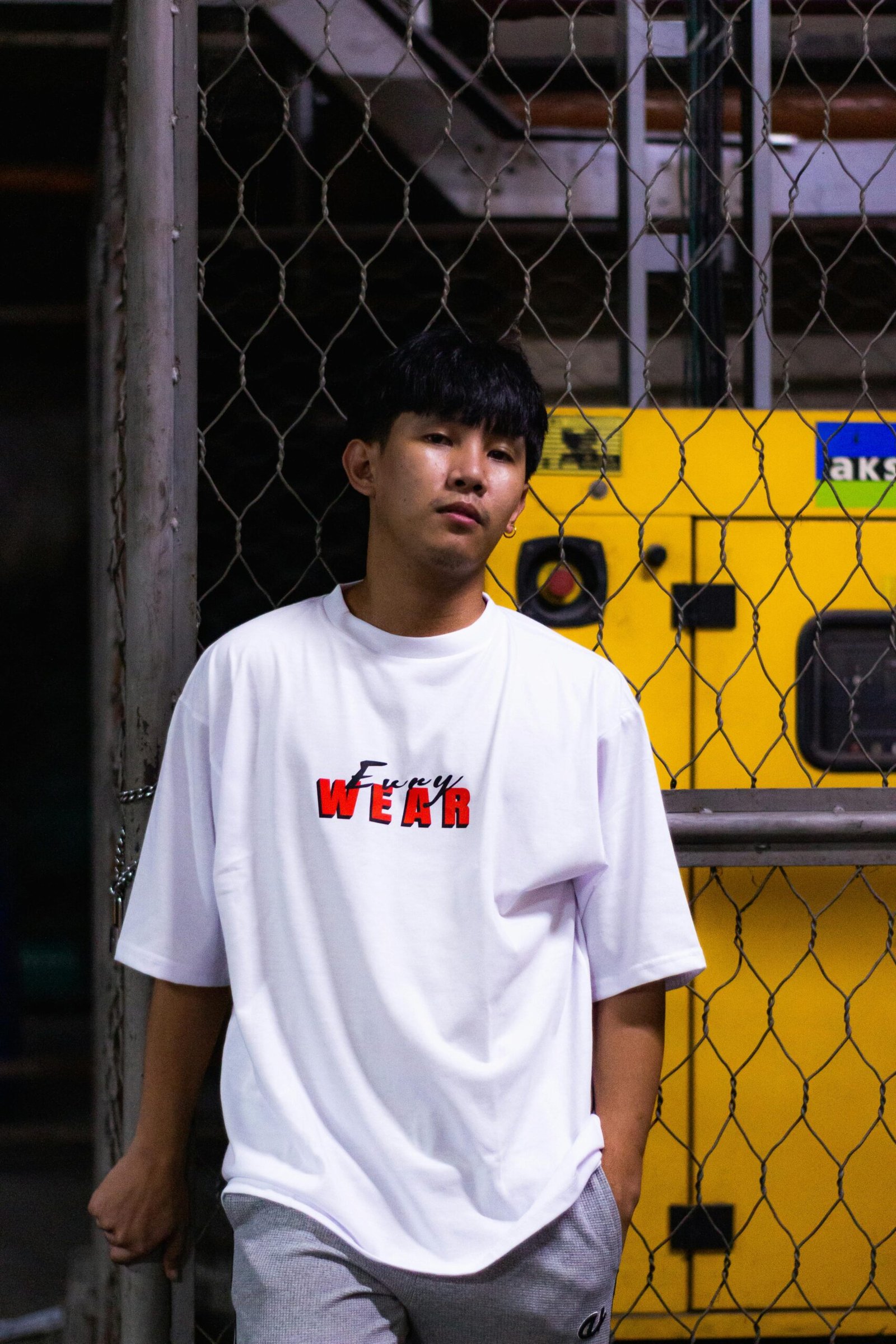 Young man in a white t-shirt