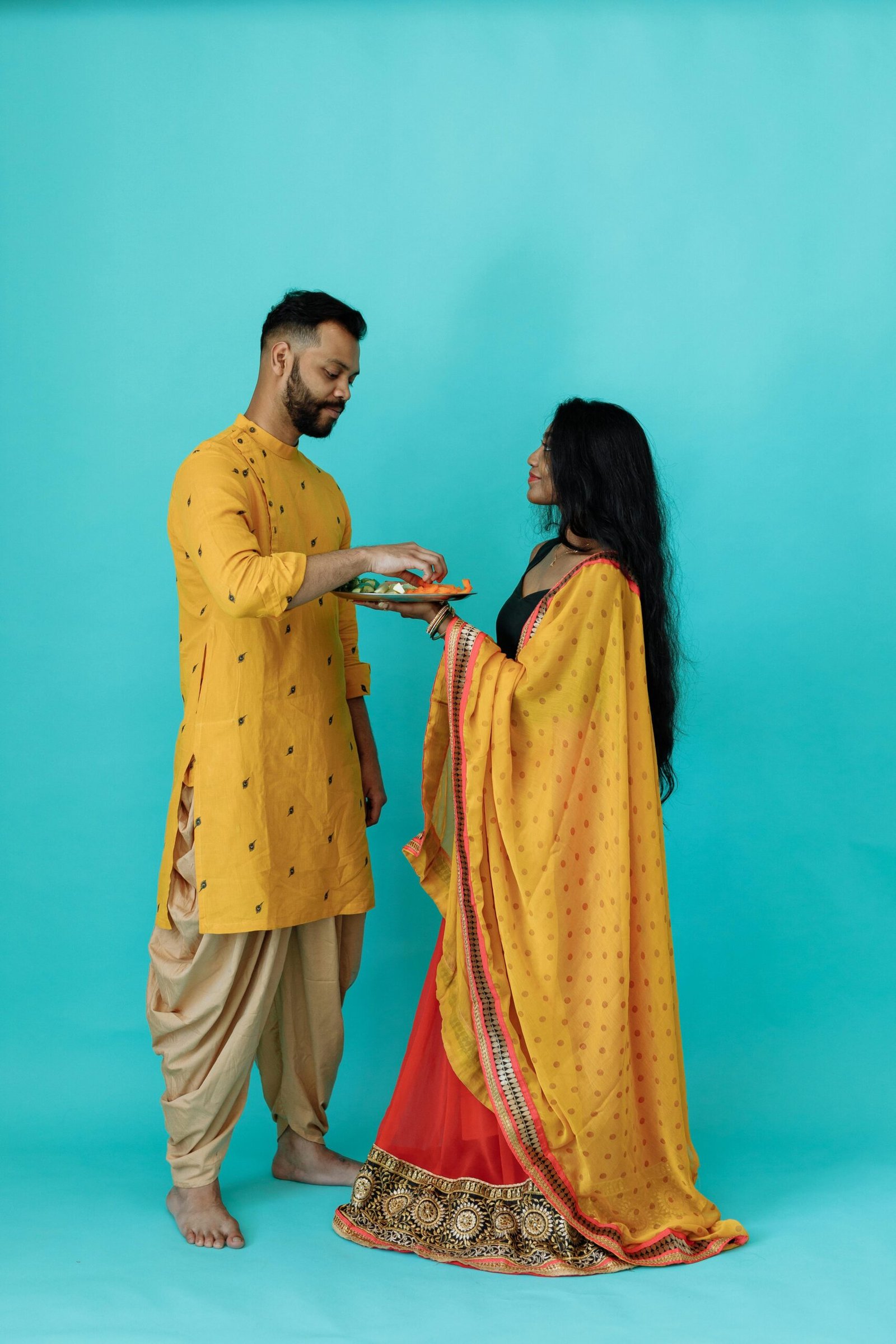 An Indian couple in traditional attire